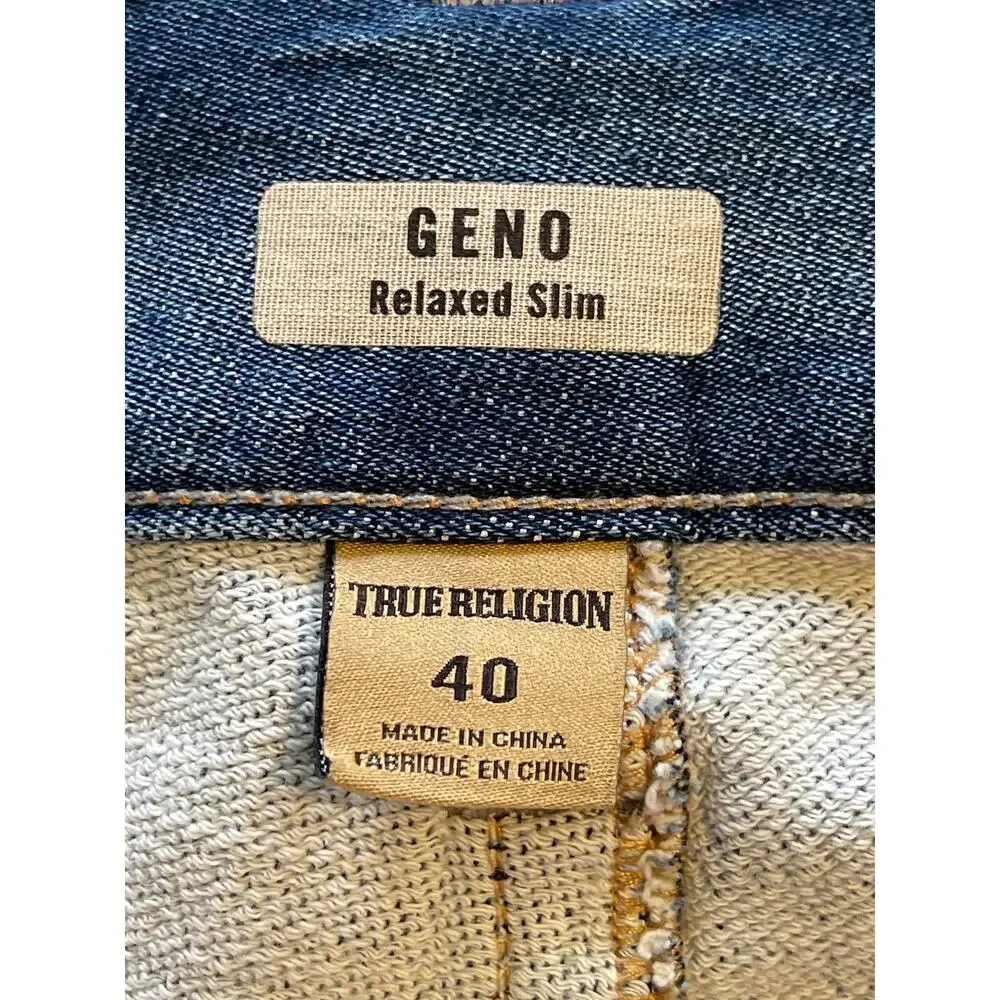 True Religion Geno Relaxed Slim Denim Jeans Medium Wash Men's Size 40